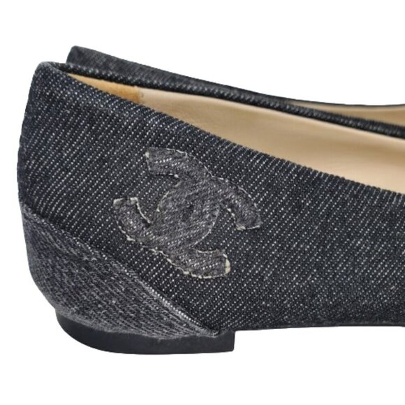 Chanel CC Cap Toe Denim Ballet Flats - Picture 3 of 8